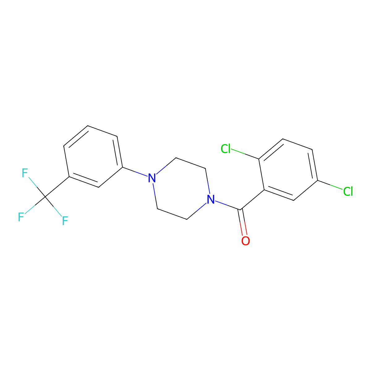 (2,5-Dichlorophenyl)-[4-[3-(trifluoromethyl)phenyl]piperazin-1-yl]methanone molecular structure, CAS 353790-20-2