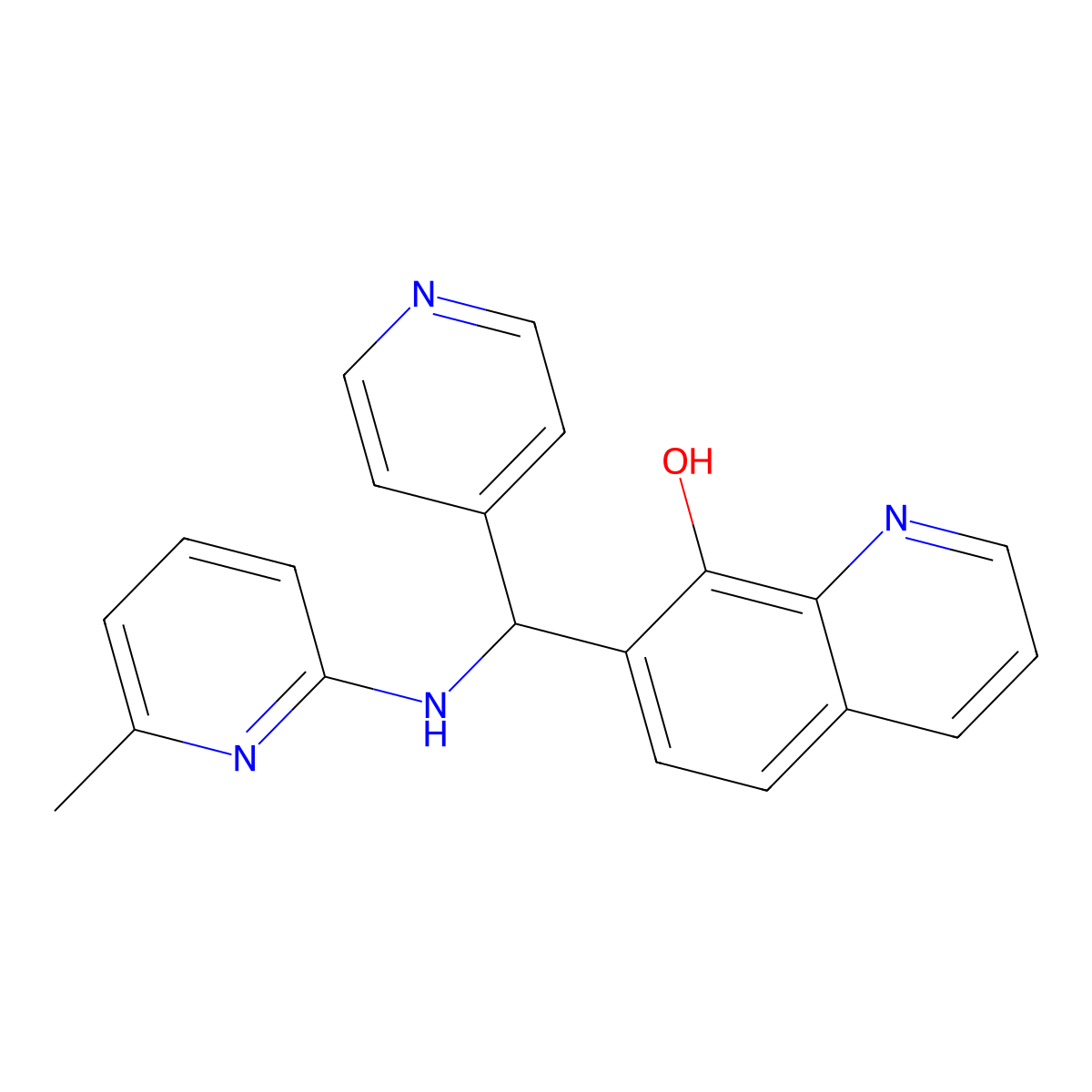7-[[(6-Methylpyridin-2-yl)amino]-pyridin-4-ylmethyl]quinolin-8-ol molecular structure, CAS 353790-28-0
