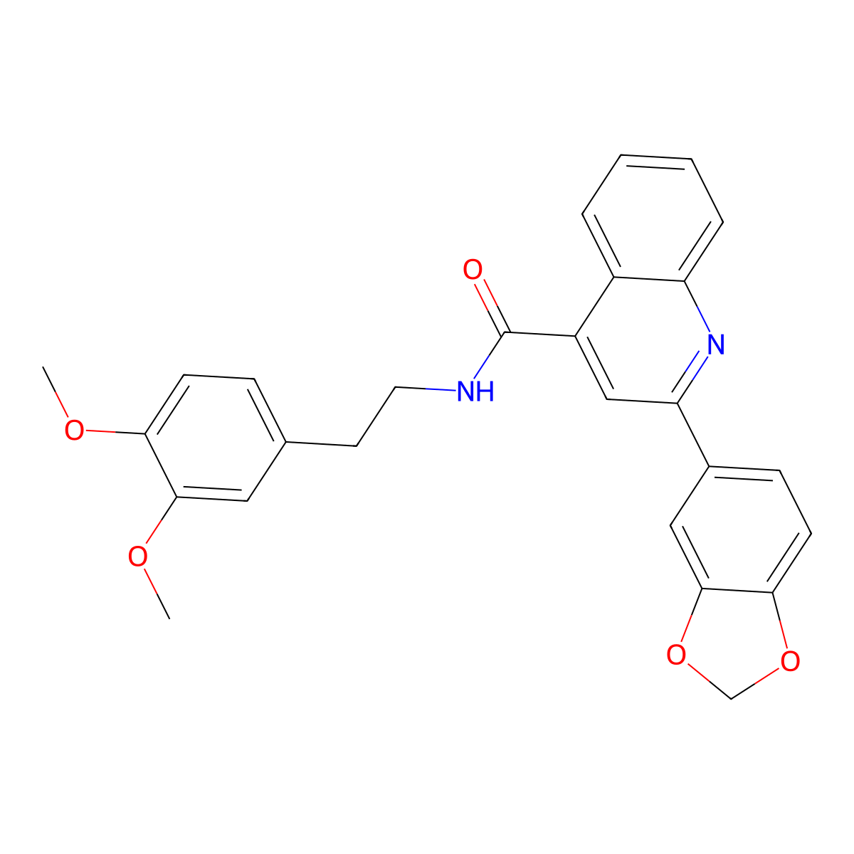2-(1,3-benzodioxol-5-yl)-N-[2-(3,4-dimethoxyphenyl)ethyl]quinoline-4-carboxamide molecular structure, CAS 353790-31-5