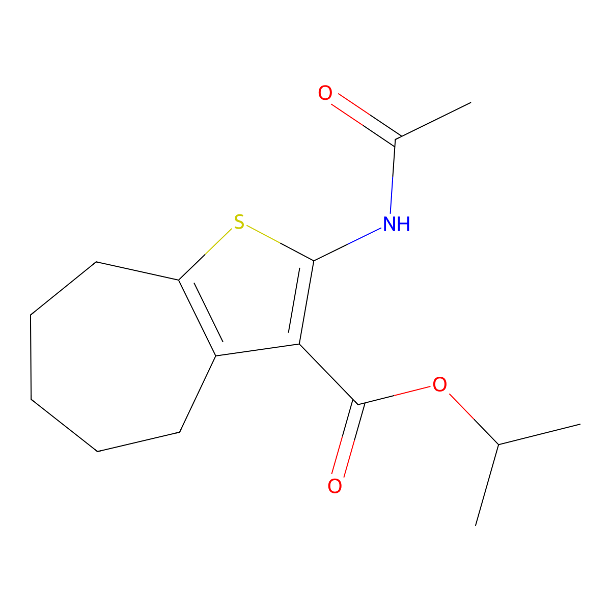 isopropyl 2-(acetylamino)-5,6,7,8-tetrahydro-4H-cyclohepta[b]thiophene-3-carboxylate molecular structure, CAS 353790-45-1