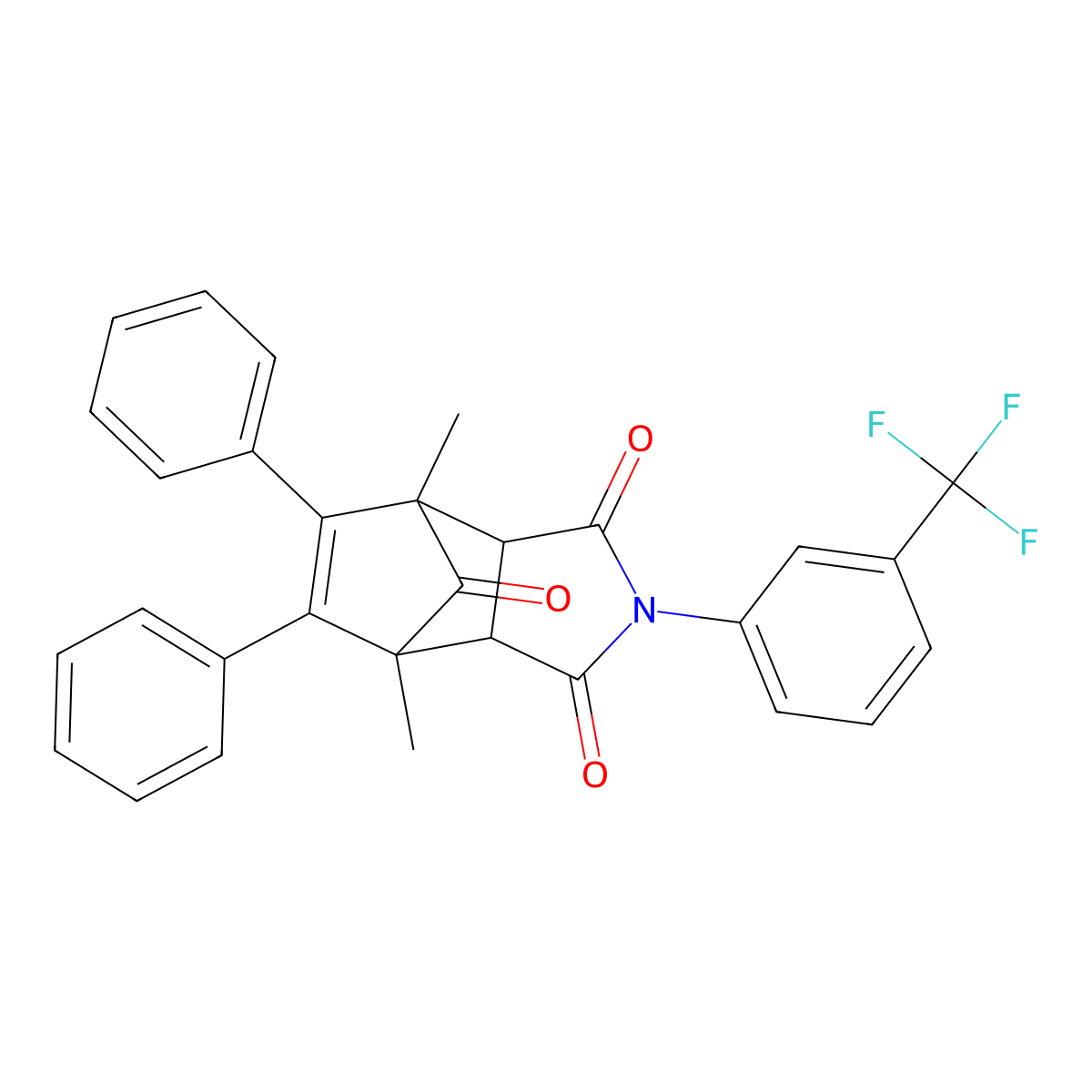1,7-Dimethyl-8,9-diphenyl-4-[3-(trifluoromethyl)phenyl]-4-azatricyclo[5.2.1.0~2,6~]dec-8-ene-3,5,10-trione molecular structure, CAS 353791-30-7