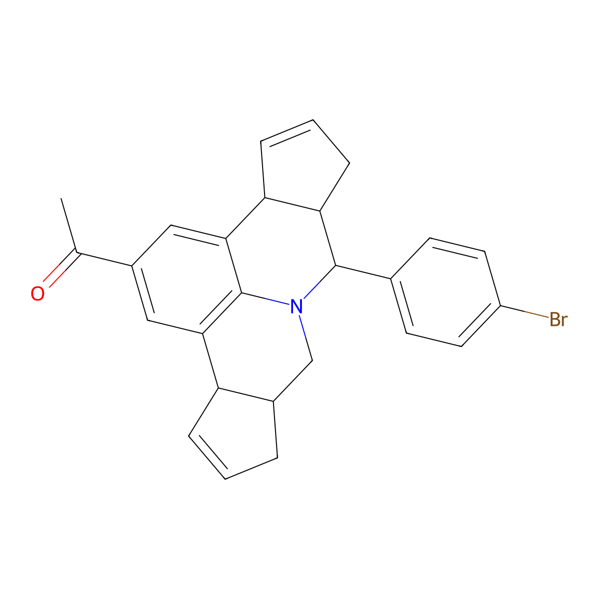 1-(7-(4-Bromophenyl)-3b,6,6a,7,9,9a,10,12a-octahydrocyclopenta[4,5]pyrido[3,2,1-ij]cyclopenta[c]quinolin-2-yl)ethanone molecular structure, CAS 353791-40-9