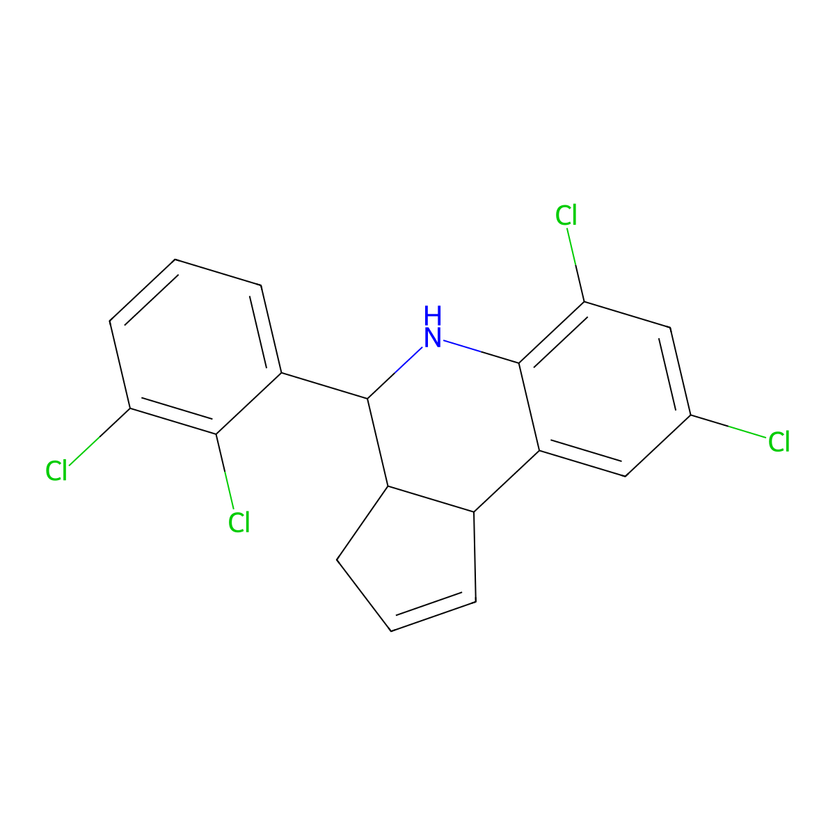 6,8-dichloro-4-(2,3-dichlorophenyl)-3a,4,5,9b-tetrahydro-3H-cyclopenta[c]quinoline molecular structure, CAS 353791-49-8