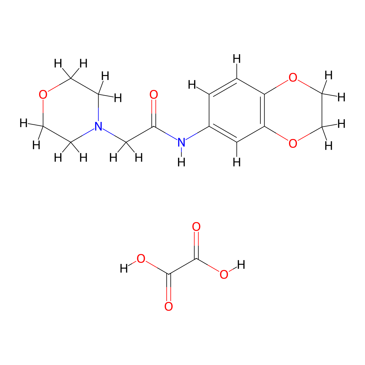 N-(2,3-dihydro-1,4-benzodioxin-6-yl)-2-(morpholin-4-yl)acetamide; oxalic acid molecular structure, CAS 353793-01-8