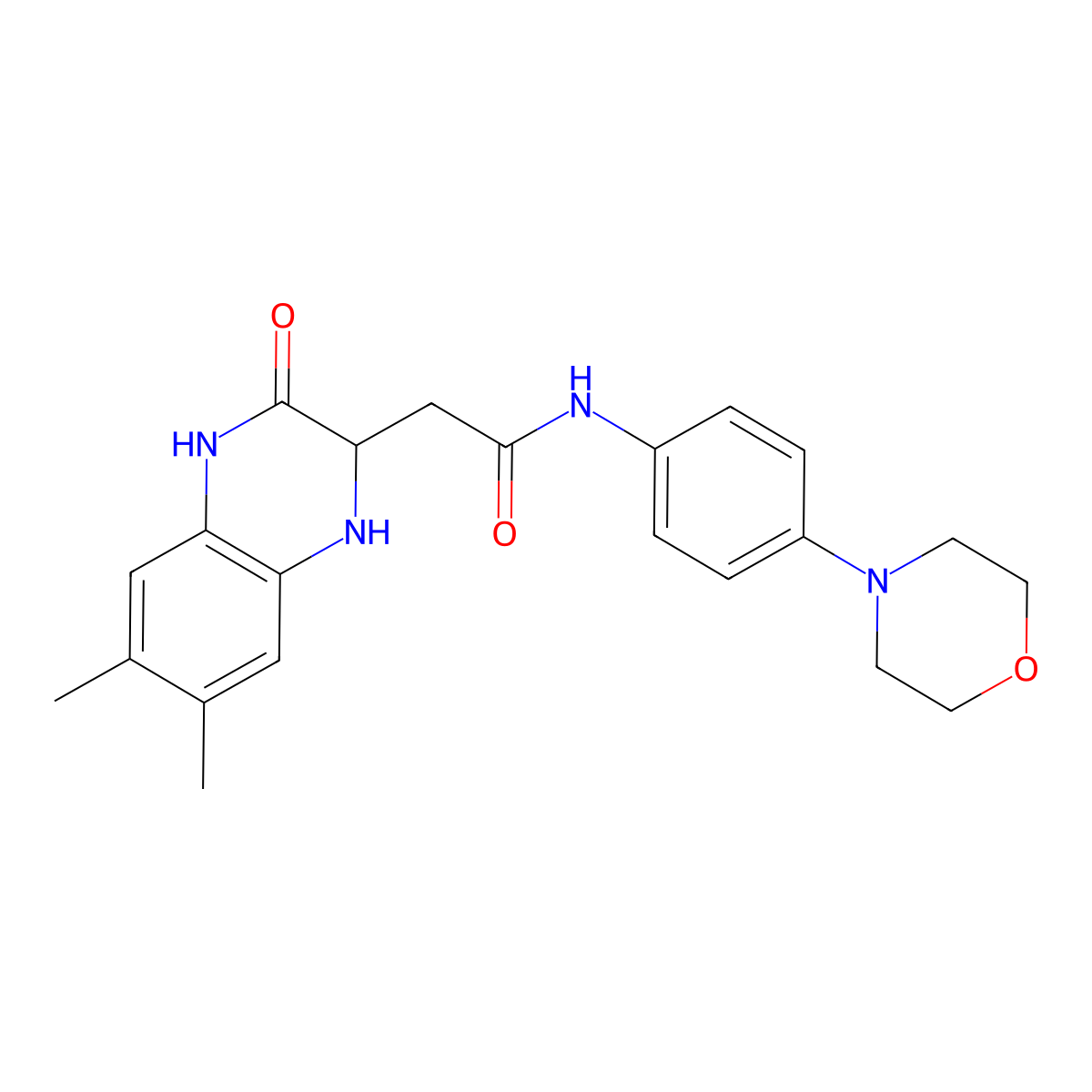 2-(6,7-dimethyl-3-oxo-1,2,3,4-tetrahydroquinoxalin-2-yl)-N-(4-morpholinophenyl)acetamide molecular structure, CAS 353793-07-4