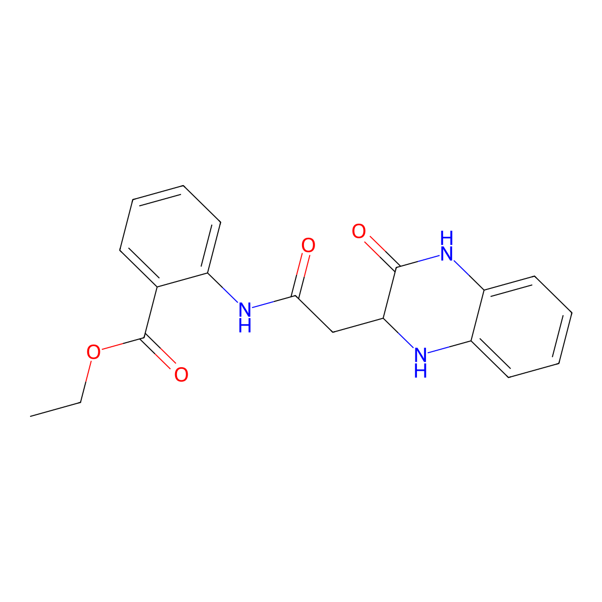Ethyl 2-[2-(3-oxo-1,2,4-trihydroquinoxalin-2-yl)acetylamino]benzoate molecular structure, CAS 353793-10-9