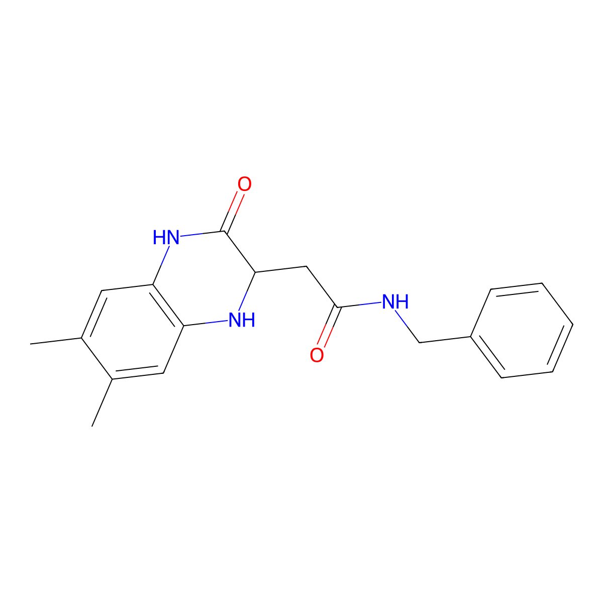 N-benzyl-2-(6,7-dimethyl-3-oxo-1,2,3,4-tetrahydroquinoxalin-2-yl)acetamide molecular structure, CAS 353793-13-2