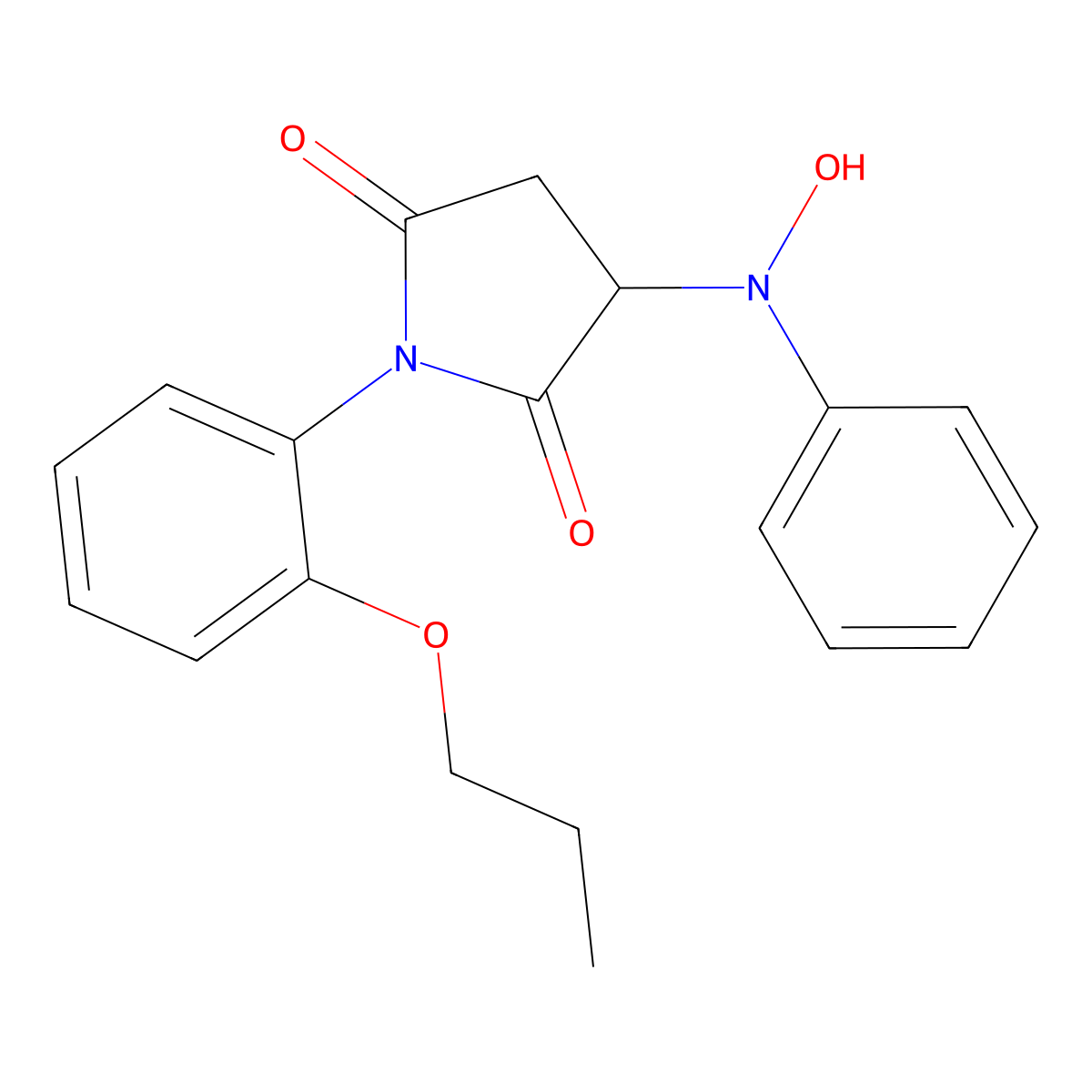 3-(N-hydroxyanilino)-1-(2-propoxyphenyl)pyrrolidine-2,5-dione molecular structure, CAS 353793-15-4