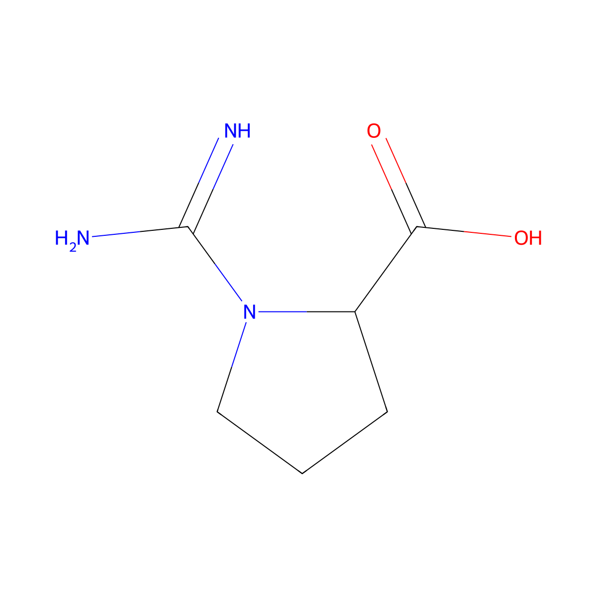 Amidinoproline molecular structure, CAS 35404-57-0