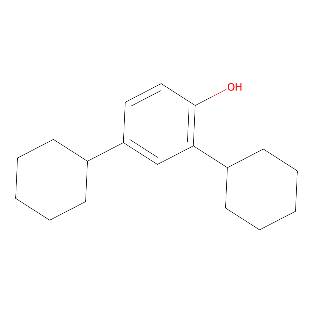 Phenol, 2,4-dicyclohexyl- molecular structure, CAS 35406-29-2