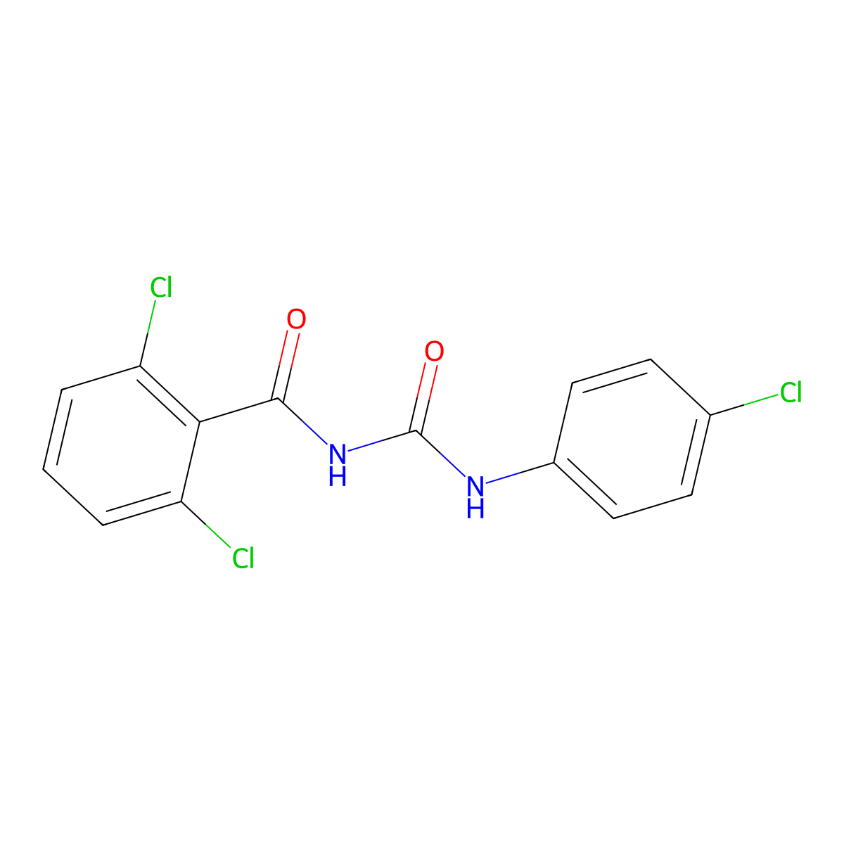 2,6-dichloro-N-(((4-chlorophenyl)amino)carbonyl)benzamide molecular structure, CAS 35409-97-3