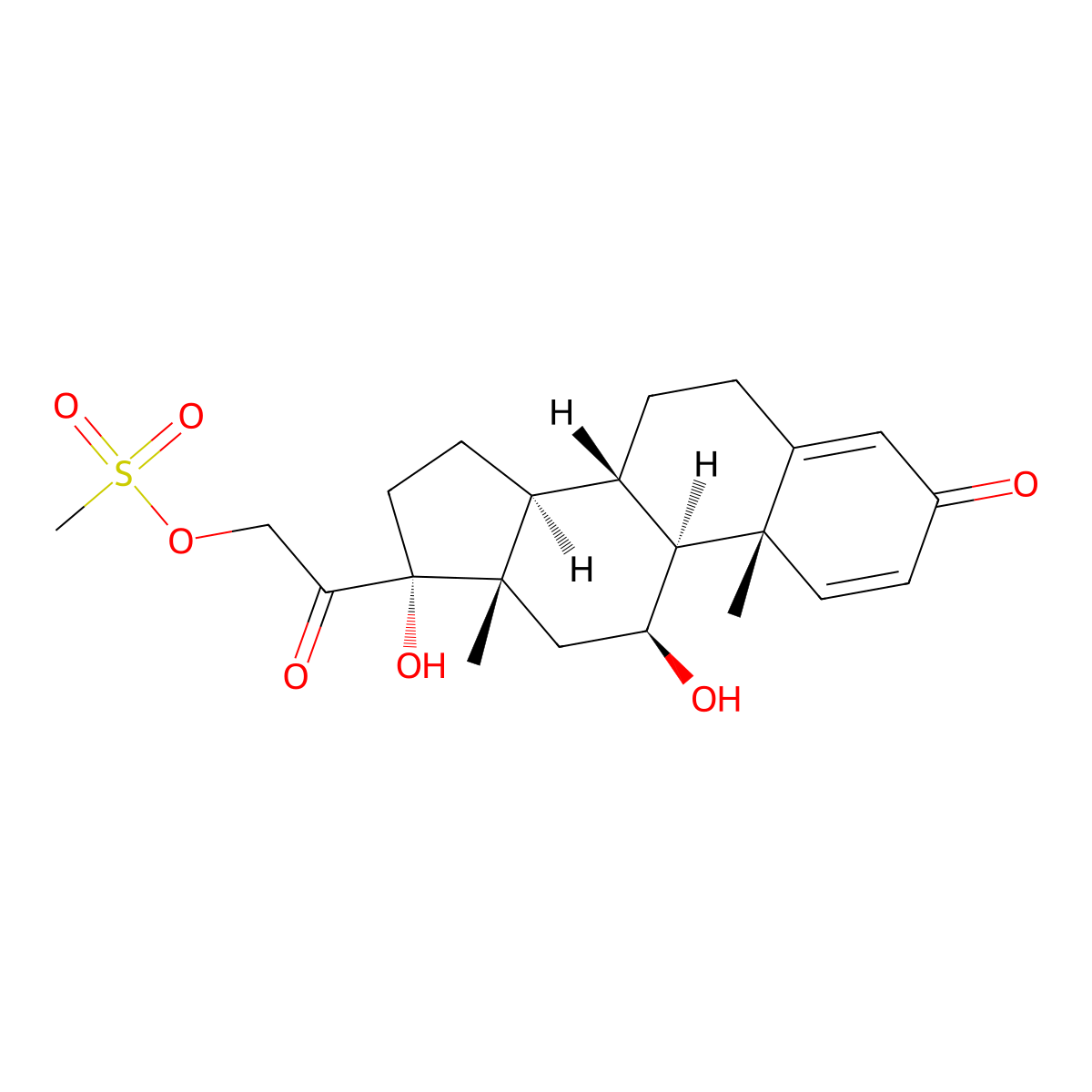 11beta,17,21-Trihydroxypregna-1,4-diene-3,20-dione 21-methanesulphonate molecular structure, CAS 35410-28-7