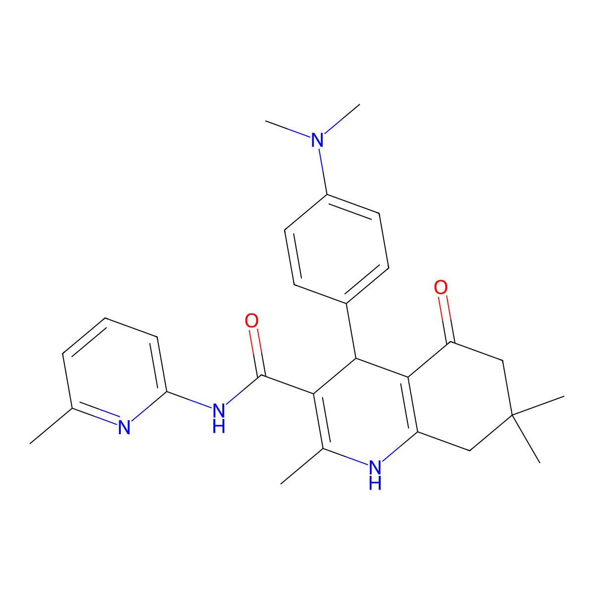 4-(4-(Dimethylamino)phenyl)-2,7,7-trimethyl-N-(6-methyl-2-pyridinyl)-5-oxo-1,4,5,6,7,8-hexahydro-3-quinolinecarboxamide molecular structure, CAS 354118-83-5