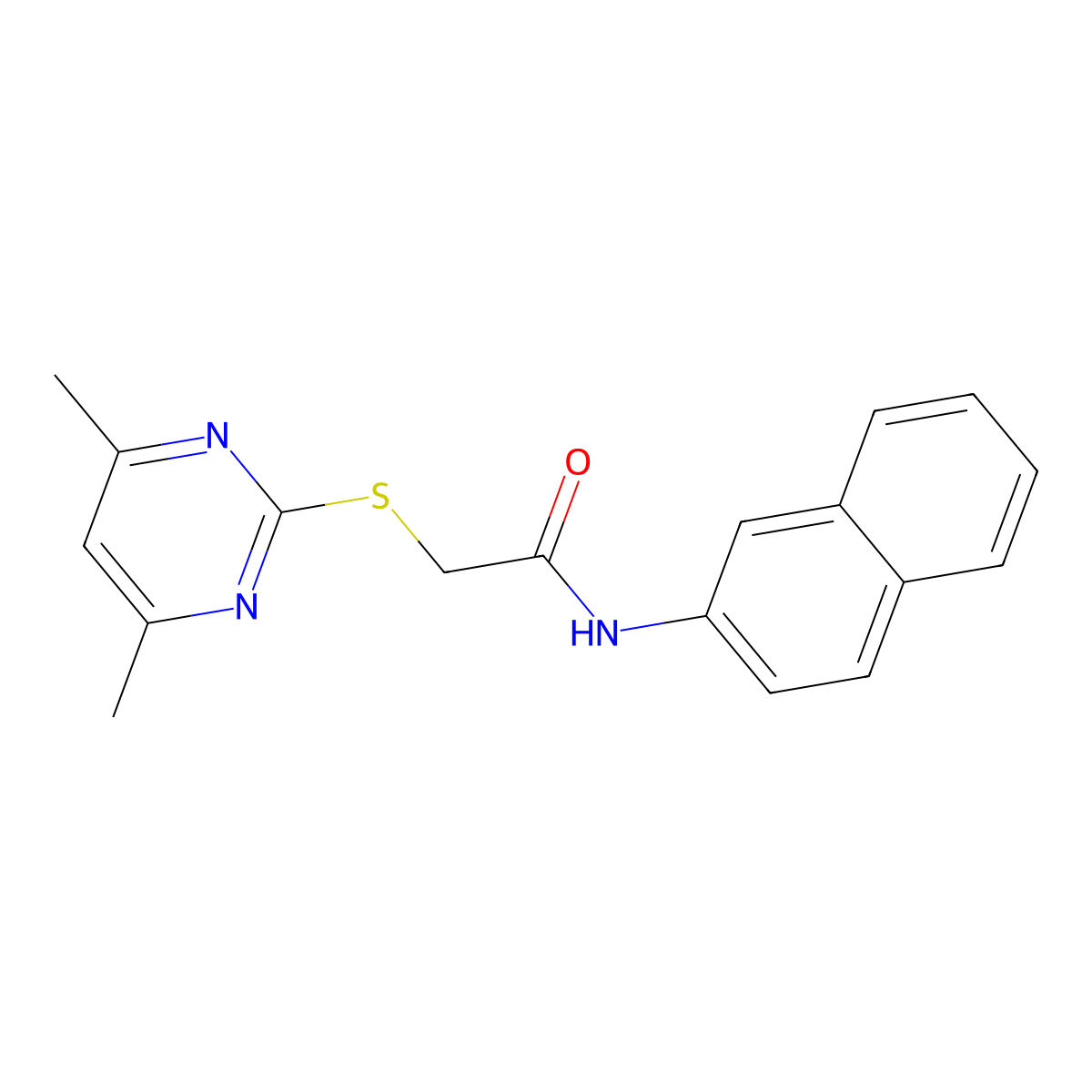 2-(4,6-dimethylpyrimidin-2-yl)sulfanyl-N-naphthalen-2-ylacetamide molecular structure, CAS 354119-12-3