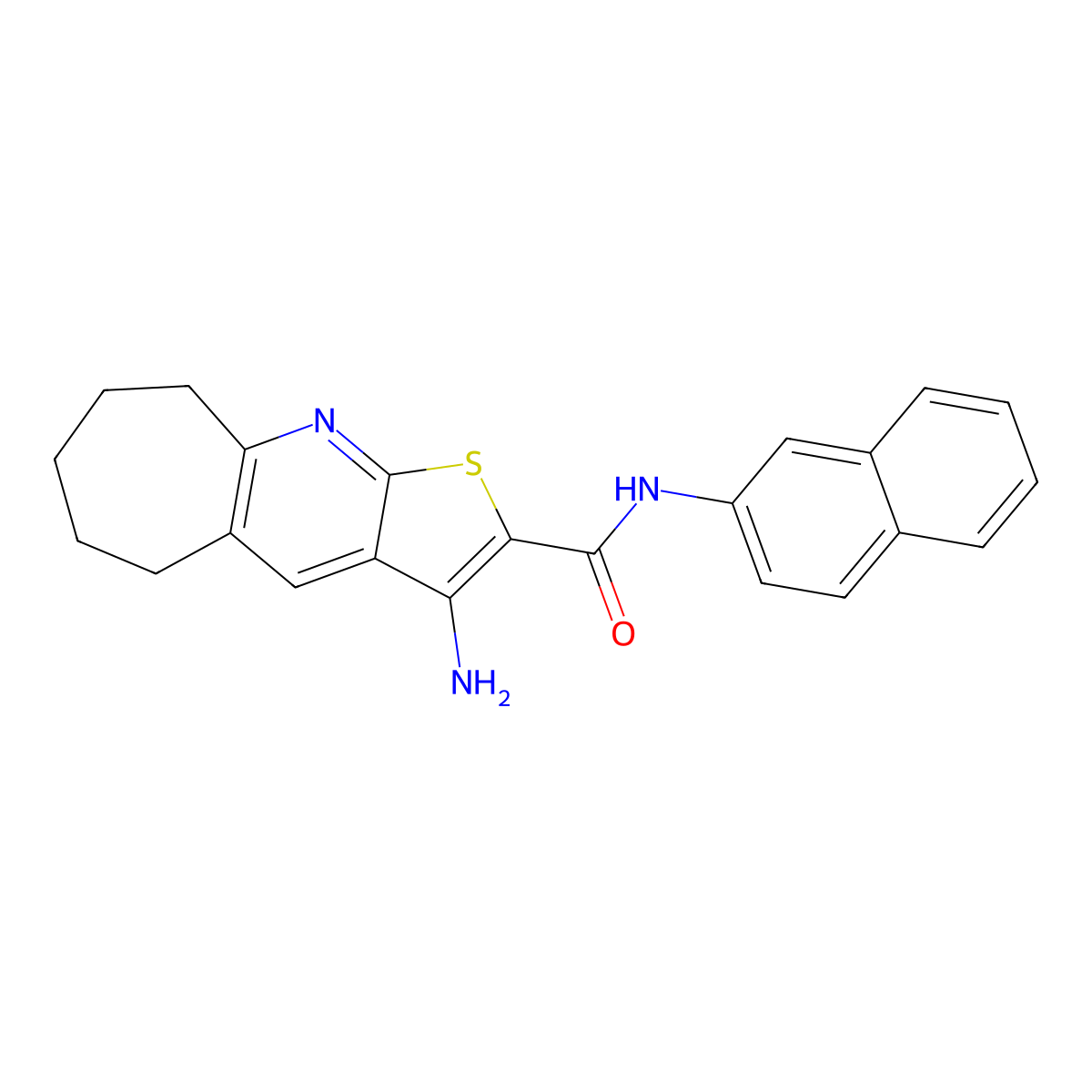3-Amino-N-(2-naphthyl)-6,7,8,9-tetrahydro-5H-cyclohepta[B]thieno[3,2-E]pyridine-2-carboxamide molecular structure, CAS 354119-17-8