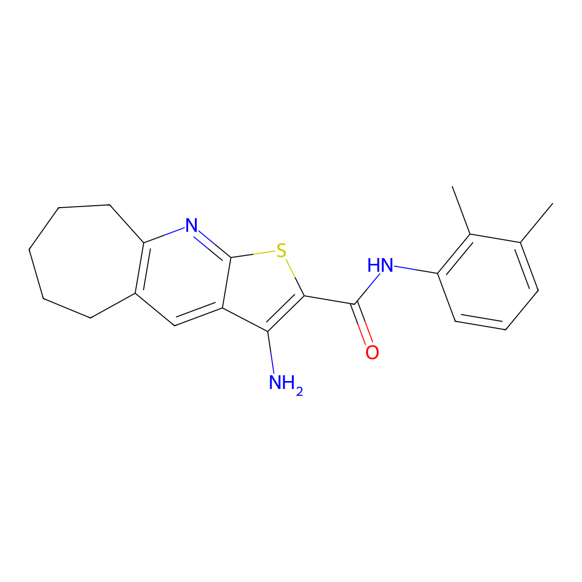 3-Amino-N-(2,3-dimethylphenyl)-6,7,8,9-tetrahydro-5H-cyclohepta(B)thieno(3,2-E)pyridine-2-carboxamide molecular structure, CAS 354119-24-7