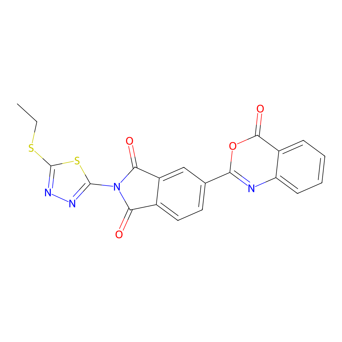 2-[5-(ethylsulfanyl)-1,3,4-thiadiazol-2-yl]-5-(4-oxo-4H-3,1-benzoxazin-2-yl)-1H-isoindole-1,3(2H)-dione molecular structure, CAS 354120-24-4