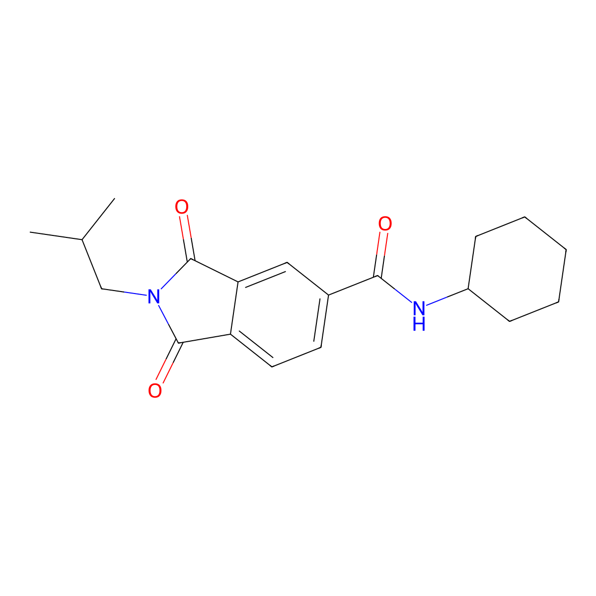 N-Cyclohexyl-2-isobutyl-1,3-dioxo-5-isoindolinecarboxamide molecular structure, CAS 354120-35-7