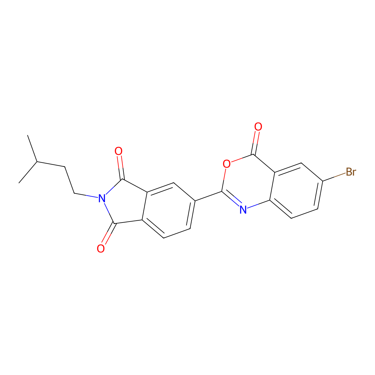 5-(6-Bromo-4-oxo-3,1-benzoxazin-2-yl)-2-(3-methylbutyl)isoindole-1,3-dione molecular structure, CAS 354120-43-7