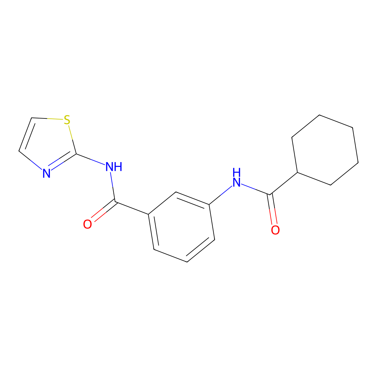 3-(cyclohexanecarbonylamino)-N-(1,3-thiazol-2-yl)benzamide molecular structure, CAS 354120-50-6