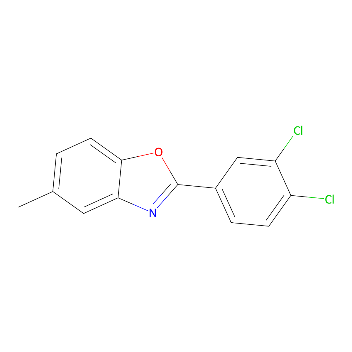 2-(3,4-Dichlorophenyl)-5-methyl-1,3-benzoxazole molecular structure, CAS 354120-52-8