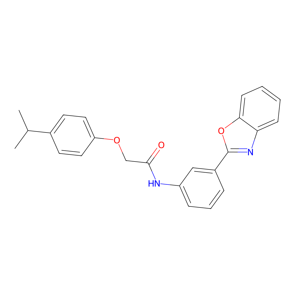 N-[3-(1,3-benzoxazol-2-yl)phenyl]-2-(4-propan-2-ylphenoxy)acetamide molecular structure, CAS 354120-53-9