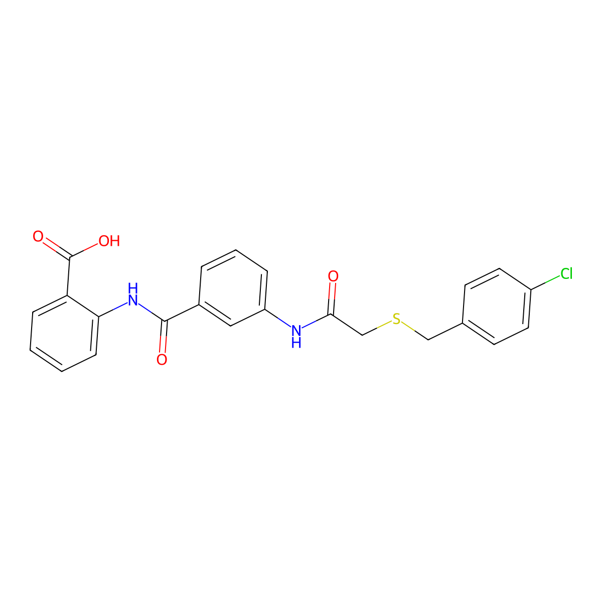 2-{[3-({[(4-Chlorobenzyl)thio]acetyl}amino)benzoyl]amino}benzoic acid molecular structure, CAS 354120-65-3