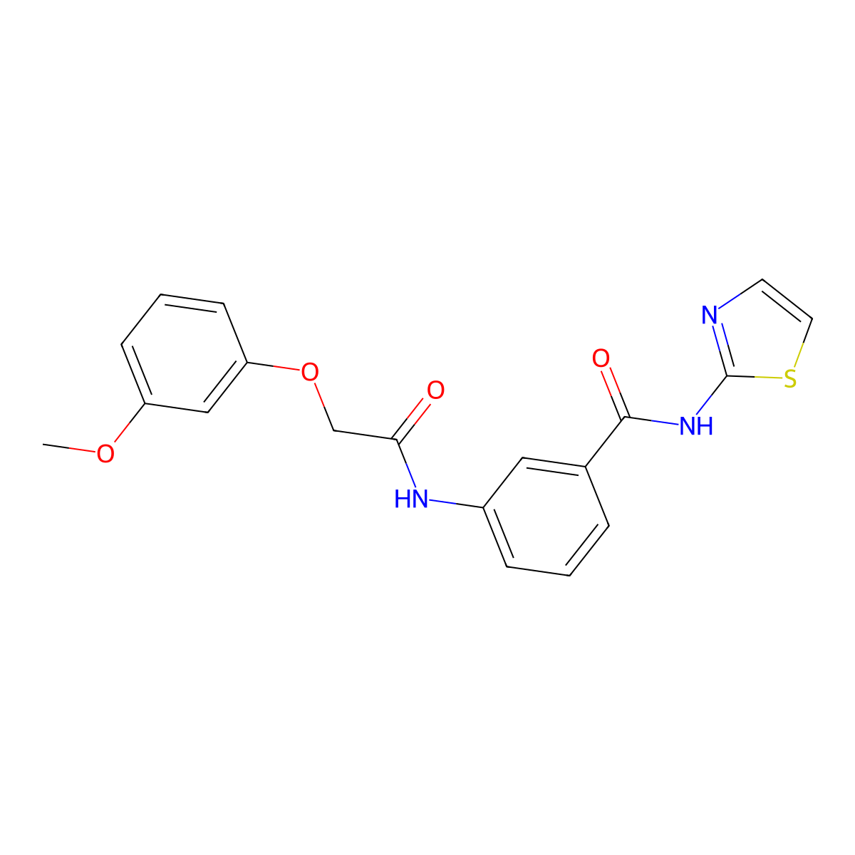 3-{[(3-methoxyphenoxy)acetyl]amino}-N-(1,3-thiazol-2-yl)benzamide molecular structure, CAS 354121-03-2
