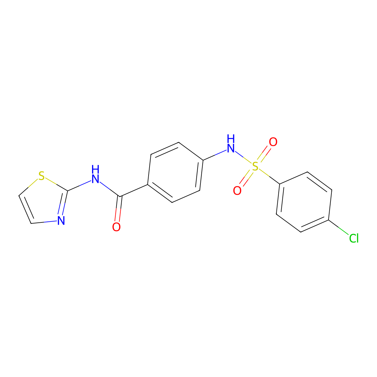 4-[(4-chlorophenyl)sulfonylamino]-N-(1,3-thiazol-2-yl)benzamide molecular structure, CAS 354121-11-2