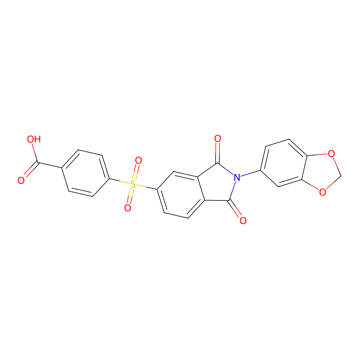 4-{[2-(1,3-benzodioxol-5-yl)-1,3-dioxo-2,3-dihydro-1H-isoindol-5-yl]sulfonyl}benzoic acid molecular structure, CAS 354121-15-6