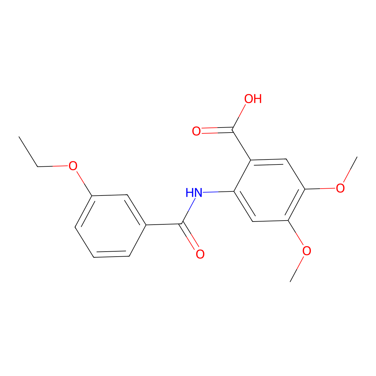 2-[(3-Ethoxybenzoyl)amino]-4,5-dimethoxybenzoic acid molecular structure, CAS 354121-18-9