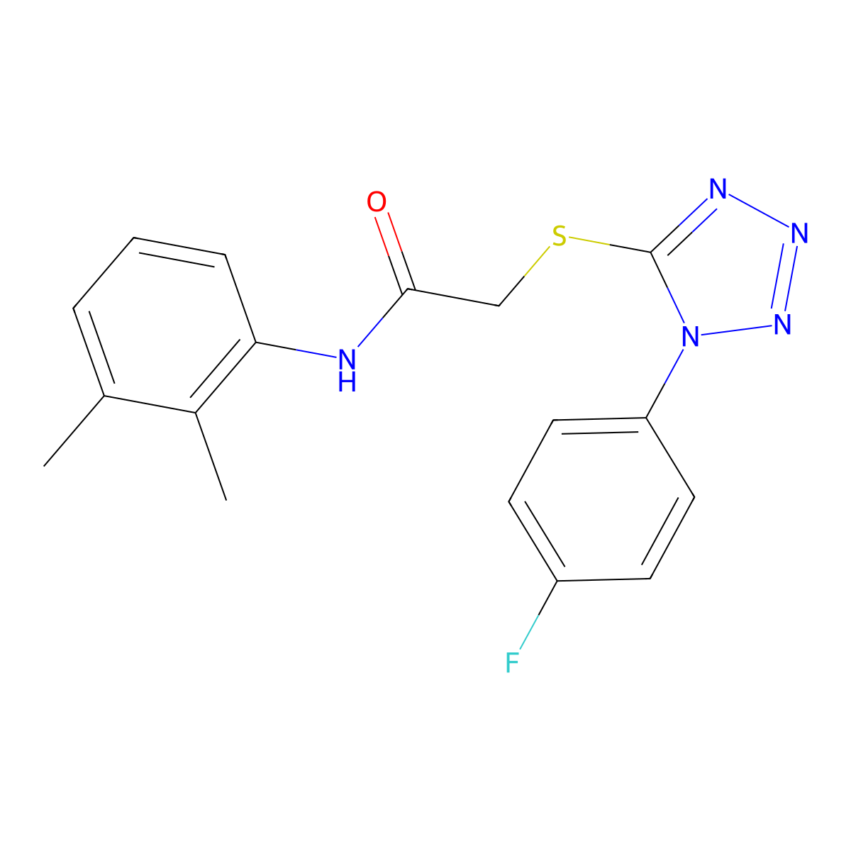 N-(2,3-dimethylphenyl)-2-[1-(4-fluorophenyl)tetrazol-5-yl]sulfanylacetamide molecular structure, CAS 354121-49-6