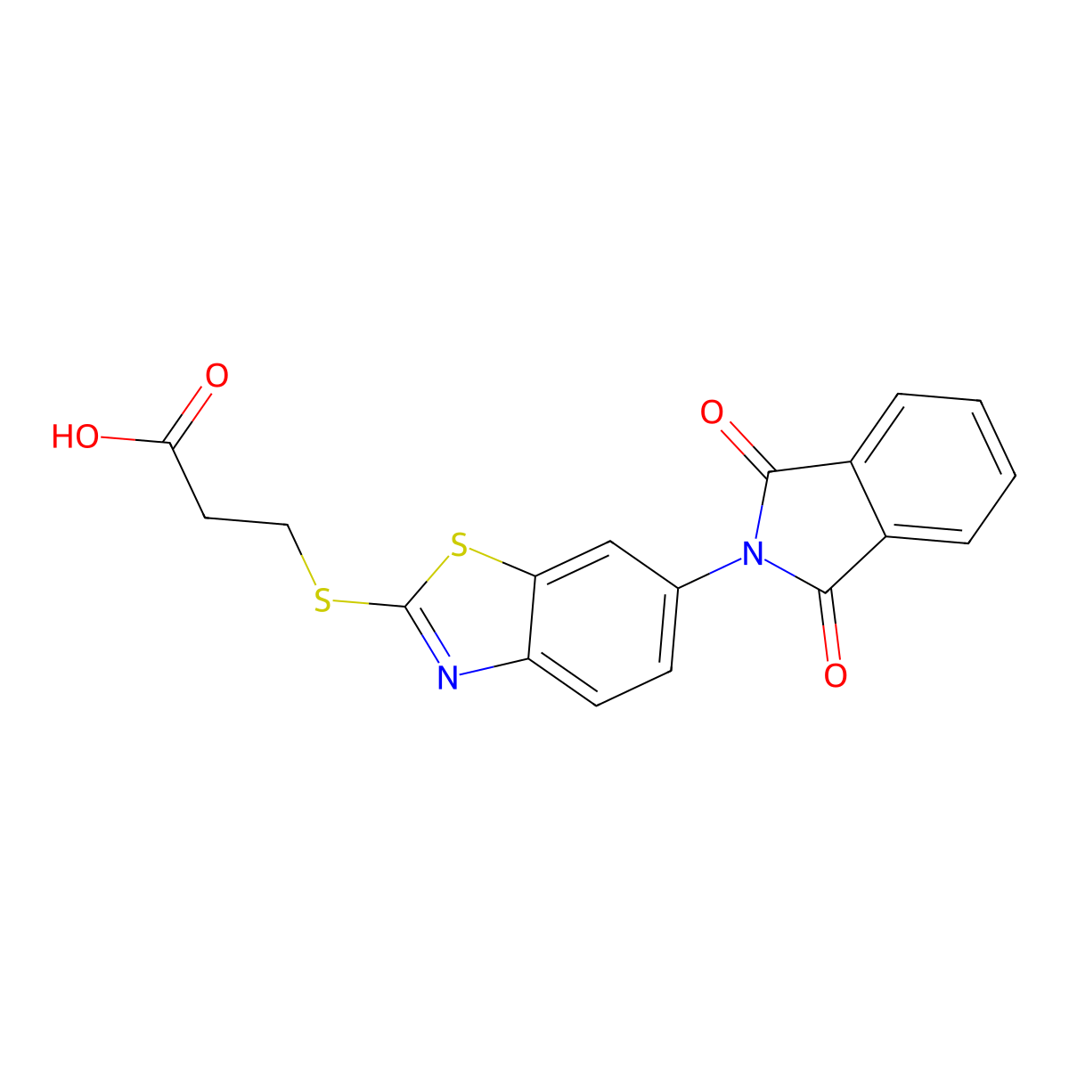 3-{[6-(1,3-dioxo-1,3-dihydro-2H-isoindol-2-yl)-1,3-benzothiazol-2-yl]sulfanyl}propanoic acid molecular structure, CAS 354121-50-9
