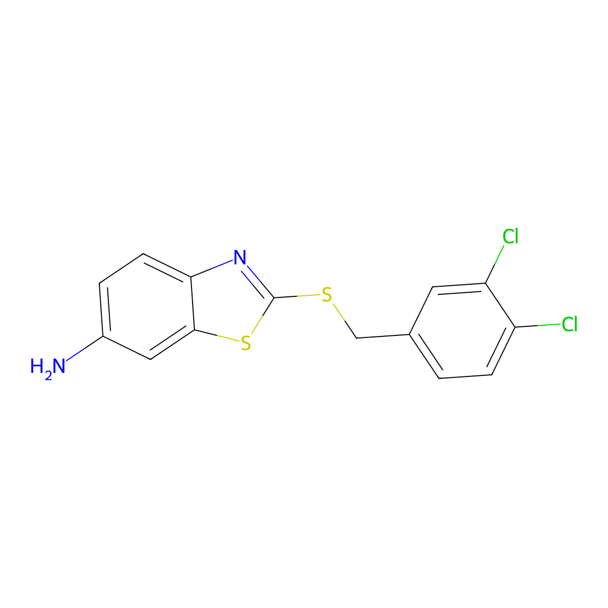 2-(((3,4-Dichlorophenyl)methyl)thio)-6-benzothiazolamine molecular structure, CAS 354121-68-9