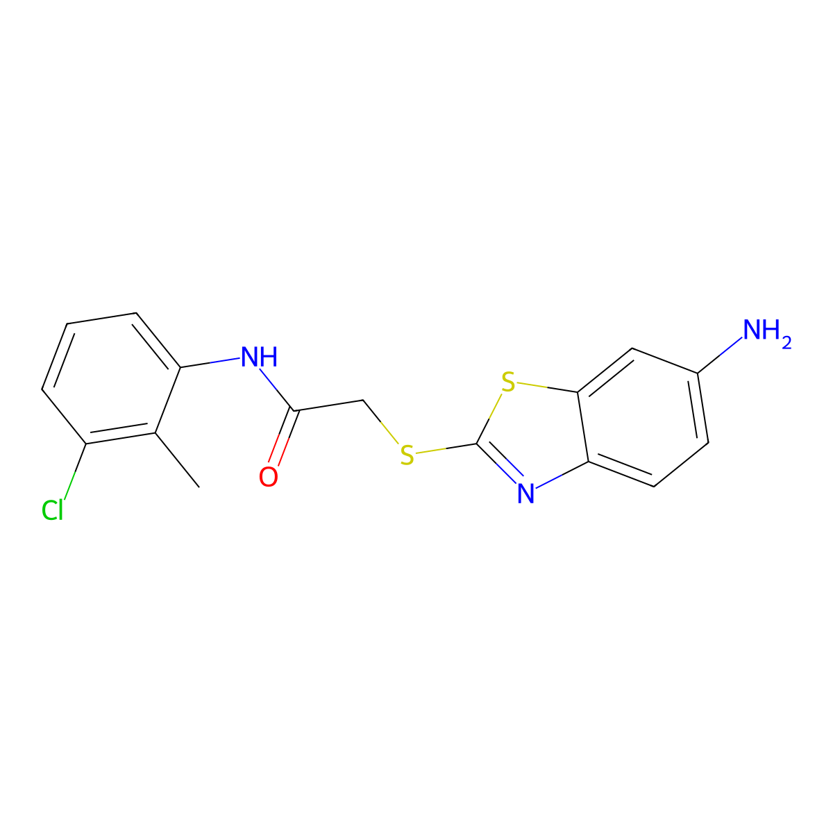 2-[(6-amino-1,3-benzothiazol-2-yl)sulfanyl]-N-(3-chloro-2-methylphenyl)acetamide molecular structure, CAS 354121-71-4