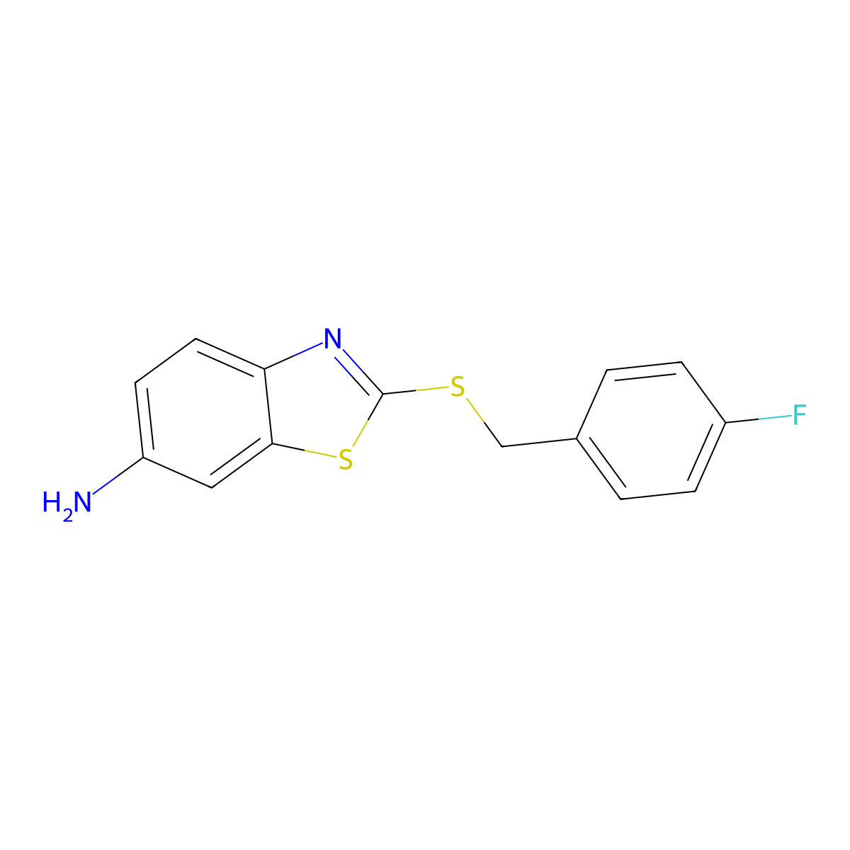 2-[(4-Fluorophenyl)methylsulfanyl]-1,3-benzothiazol-6-amine molecular structure, CAS 354121-76-9