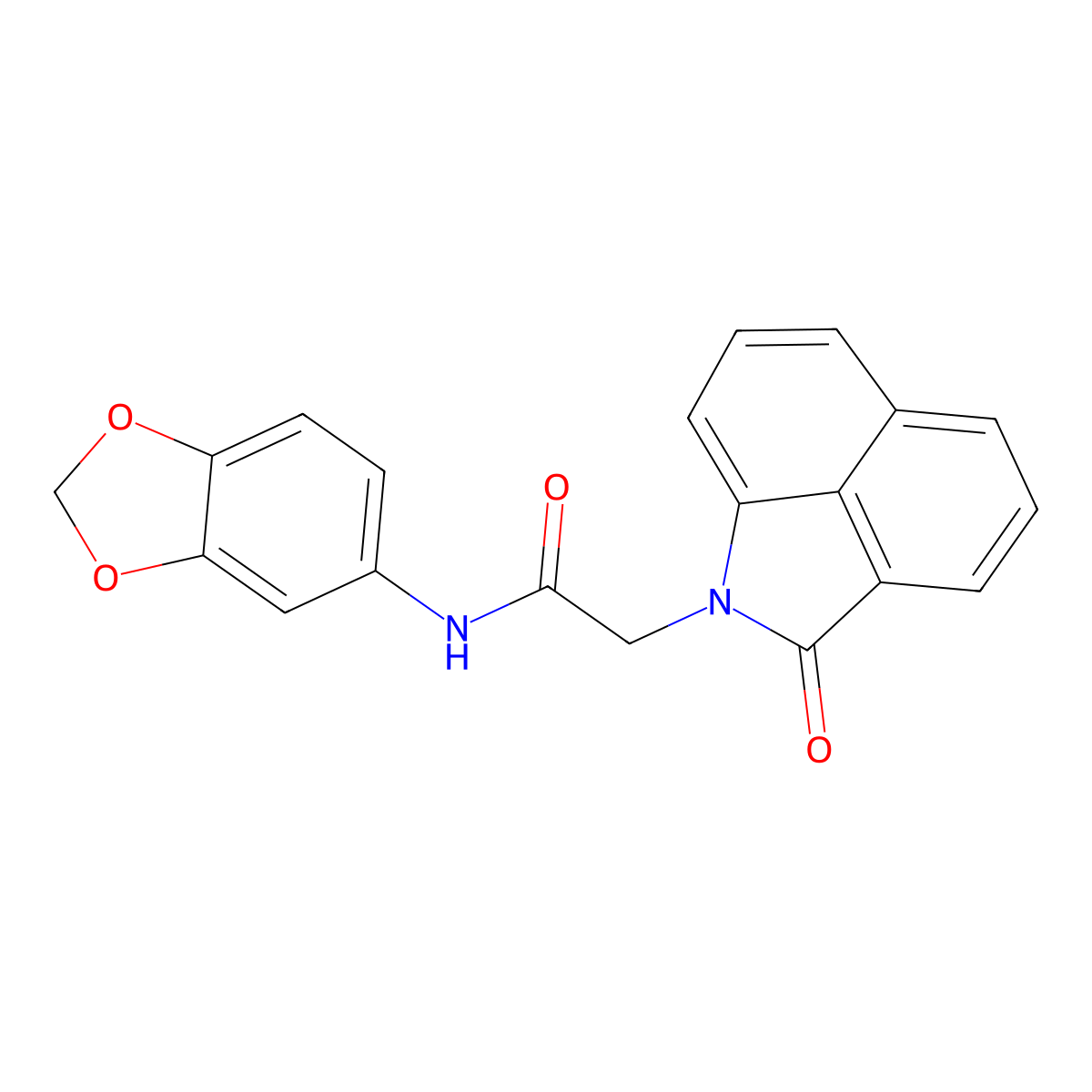 N-Benzo[1,3]dioxol-5-yl-2-(2-oxo-2H-benzo[cd]indol-1-yl)-acetamide molecular structure, CAS 354121-90-7
