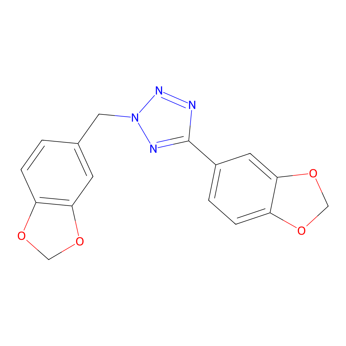 5-(1,3-Benzodioxol-5-yl)-2-(1,3-benzodioxol-5-ylmethyl)tetrazole molecular structure, CAS 354122-15-9