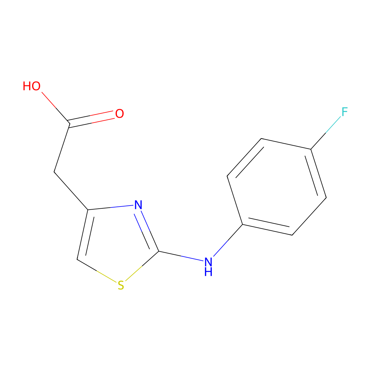 [2-(4-Fluoro-phenylamino)-thiazol-4-yl]-acetic acid molecular structure, CAS 354124-90-6