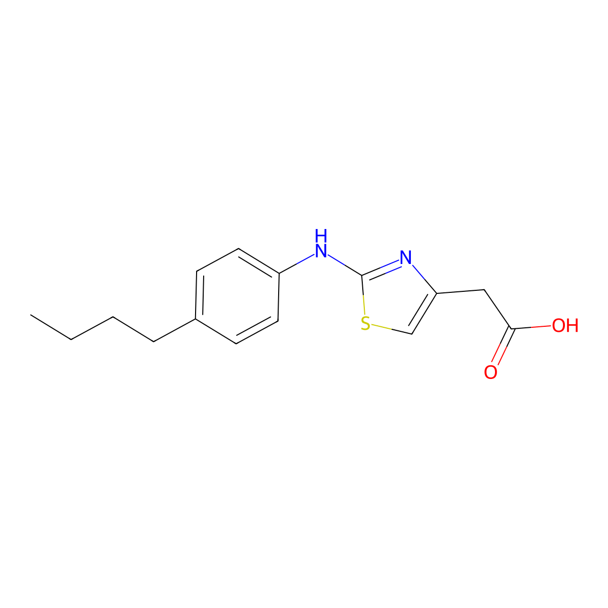 [2-(4-Butyl-phenylamino)-thiazol-4-yl]-acetic acid molecular structure, CAS 354124-96-2