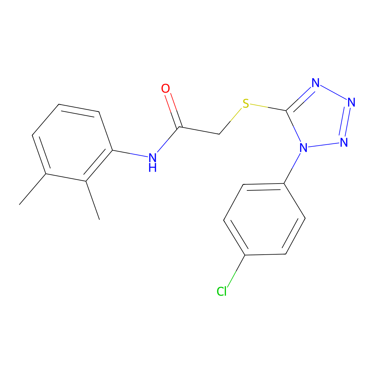 2-[1-(4-chlorophenyl)tetrazol-5-yl]sulfanyl-N-(2,3-dimethylphenyl)acetamide molecular structure, CAS 354125-28-3