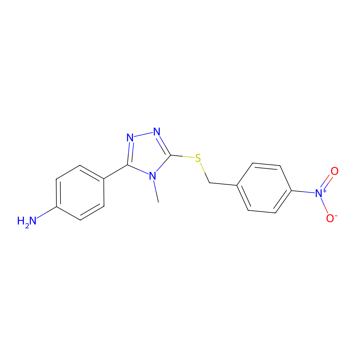 3-(4-aminophenyl)-5-({4-nitrobenzyl}sulfanyl)-4-methyl-4H-1,2,4-triazole molecular structure, CAS 354125-73-8