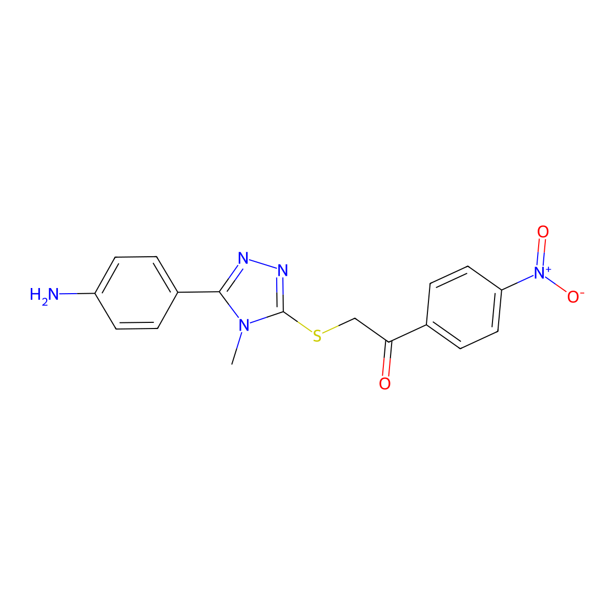 2-[[5-(4-Aminophenyl)-4-methyl-1,2,4-triazol-3-yl]sulfanyl]-1-(4-nitrophenyl)ethanone molecular structure, CAS 354125-75-0