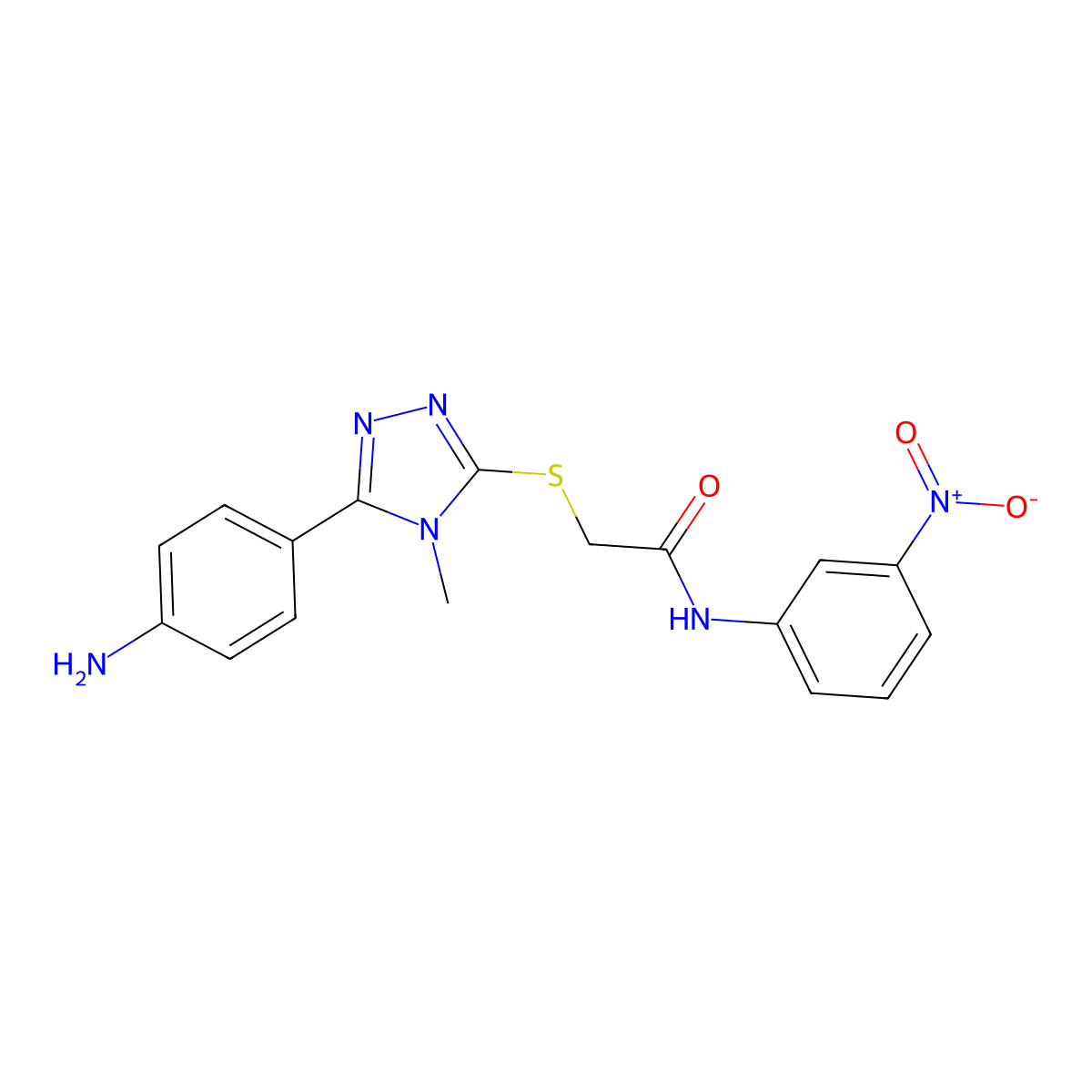 2-[[5-(4-aminophenyl)-4-methyl-1,2,4-triazol-3-yl]sulfanyl]-N-(3-nitrophenyl)acetamide molecular structure, CAS 354125-80-7