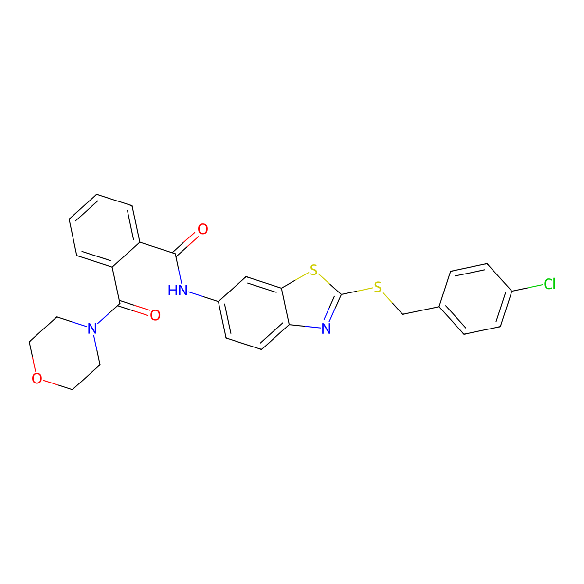 N-(2-((4-Chlorobenzyl)thio)benzo[d]thiazol-6-yl)-2-(morpholine-4-carbonyl)benzamide molecular structure, CAS 354126-20-8