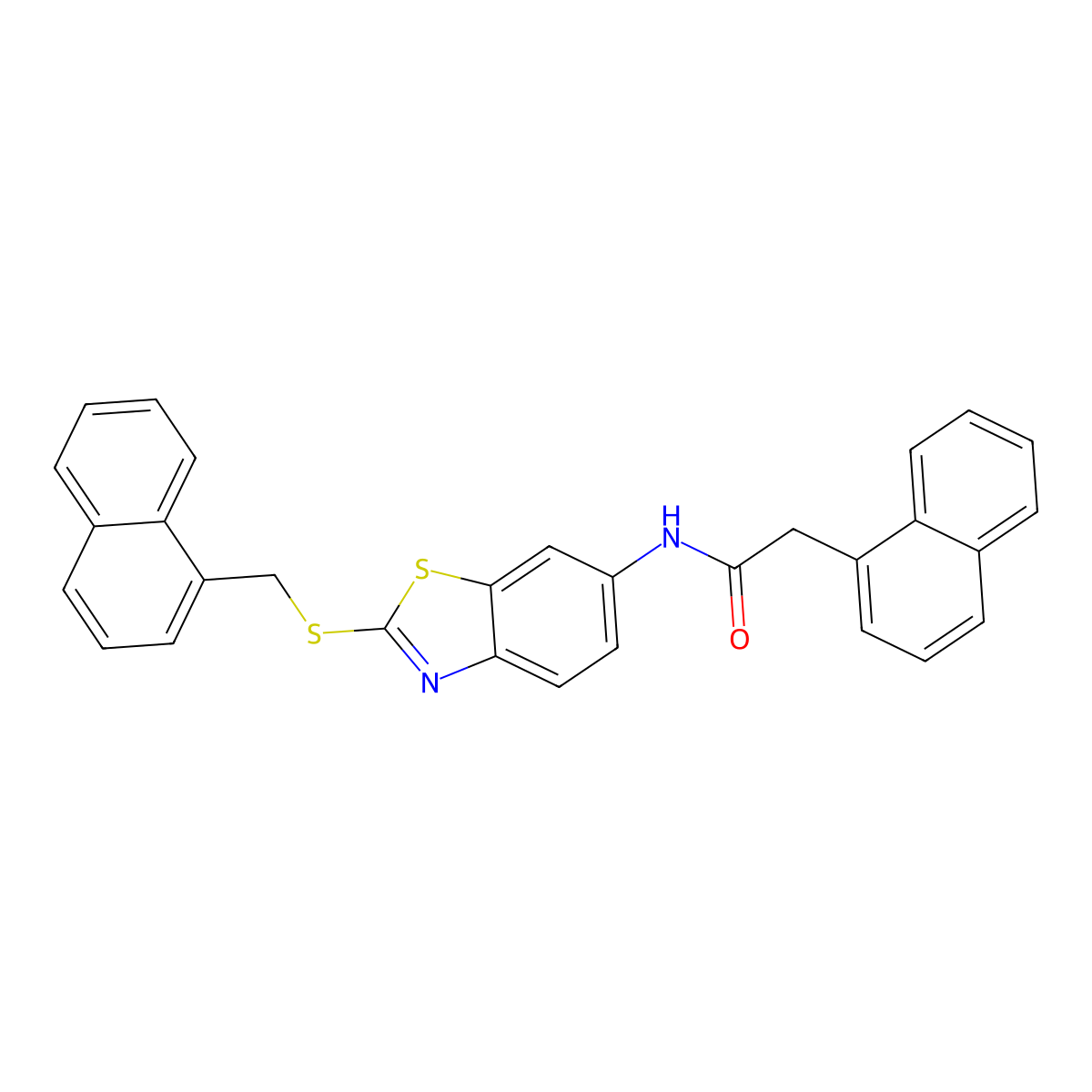 2-(1-naphthyl)-N-{2-[(1-naphthylmethyl)sulfanyl]-1,3-benzothiazol-6-yl}acetamide molecular structure, CAS 354127-32-5