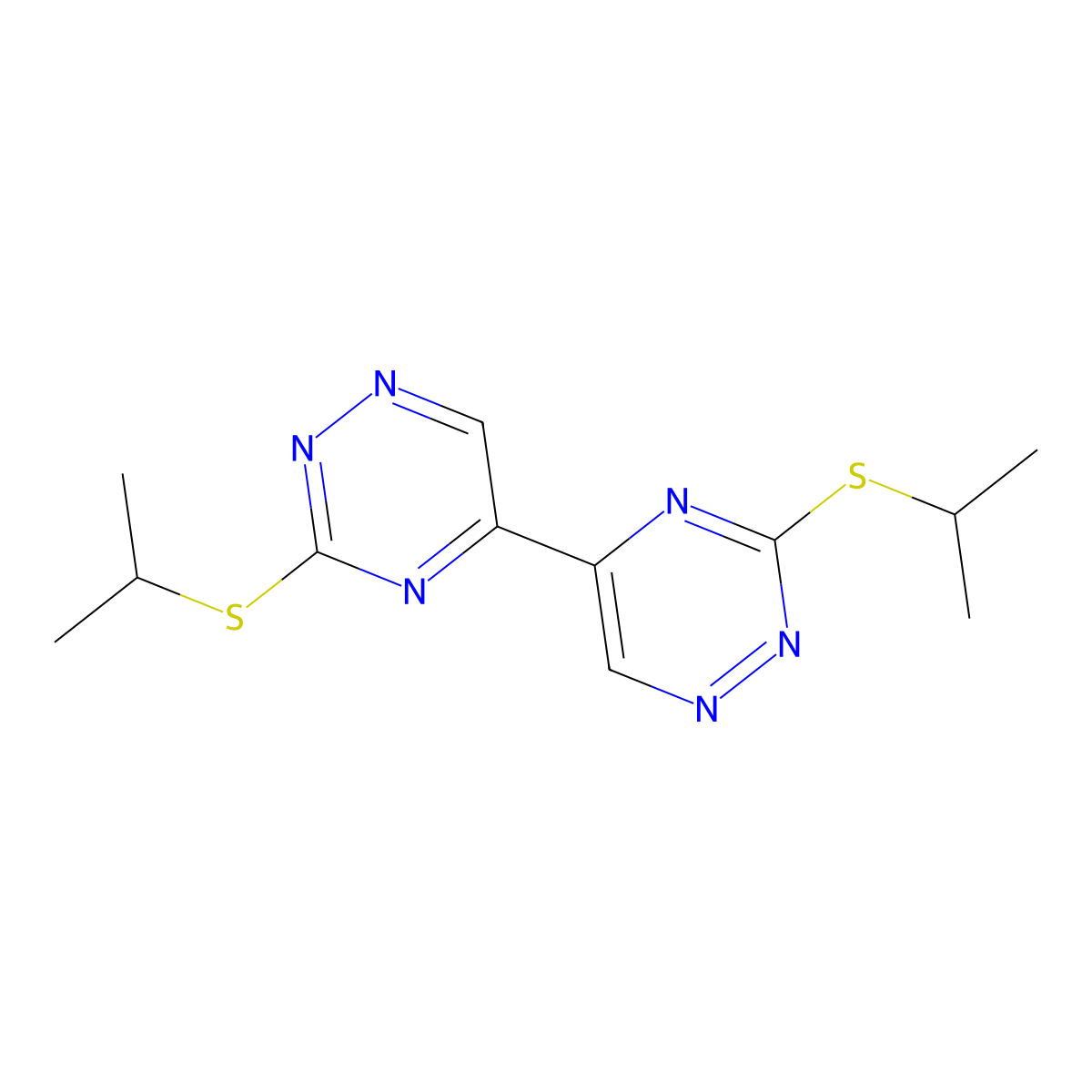 3-Propan-2-ylsulfanyl-5-(3-propan-2-ylsulfanyl-1,2,4-triazin-5-yl)-1,2,4-triazine molecular structure, CAS 354127-93-8
