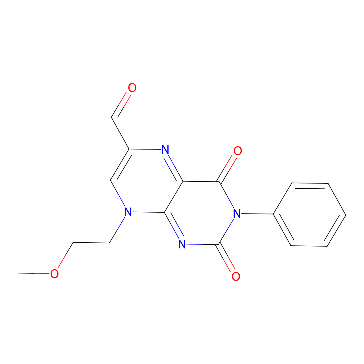 8-(2-Methoxyethyl)-2,4-dioxo-3-phenyl-2,3,4,8-tetrahydro-6-pteridinecarbaldehyde molecular structure, CAS 354128-01-1