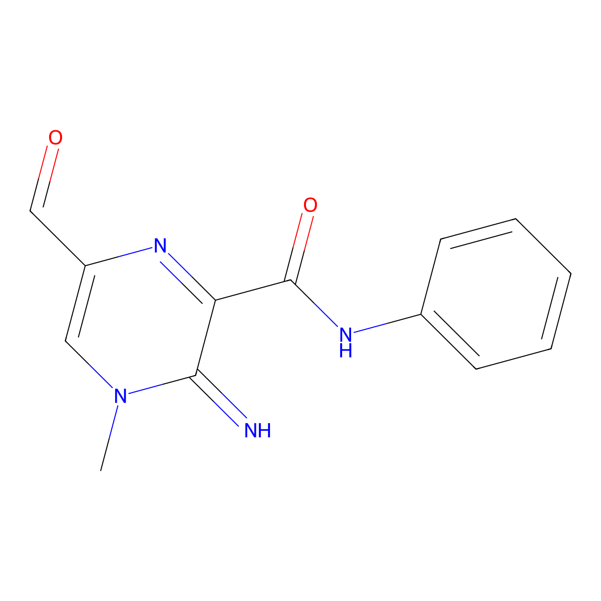 6-formyl-3-imino-4-methyl-N-phenyl-3,4-dihydro-2-pyrazinecarboxamide molecular structure, CAS 354128-04-4