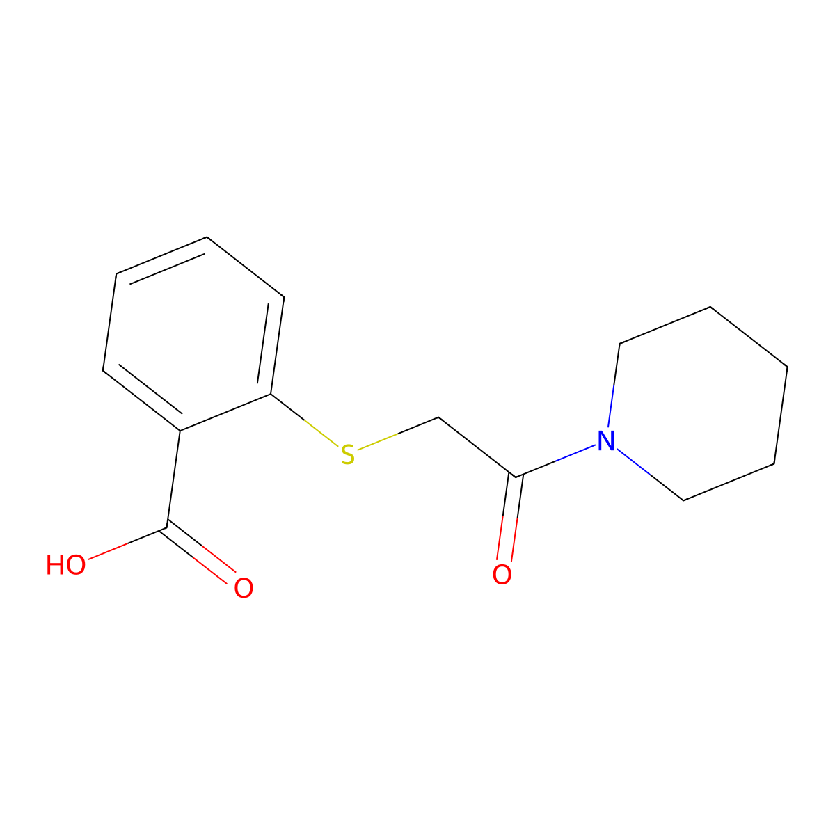2-[(2-Oxo-2-piperidin-1-ylethyl)thio]benzoic acid molecular structure, CAS 354128-84-0